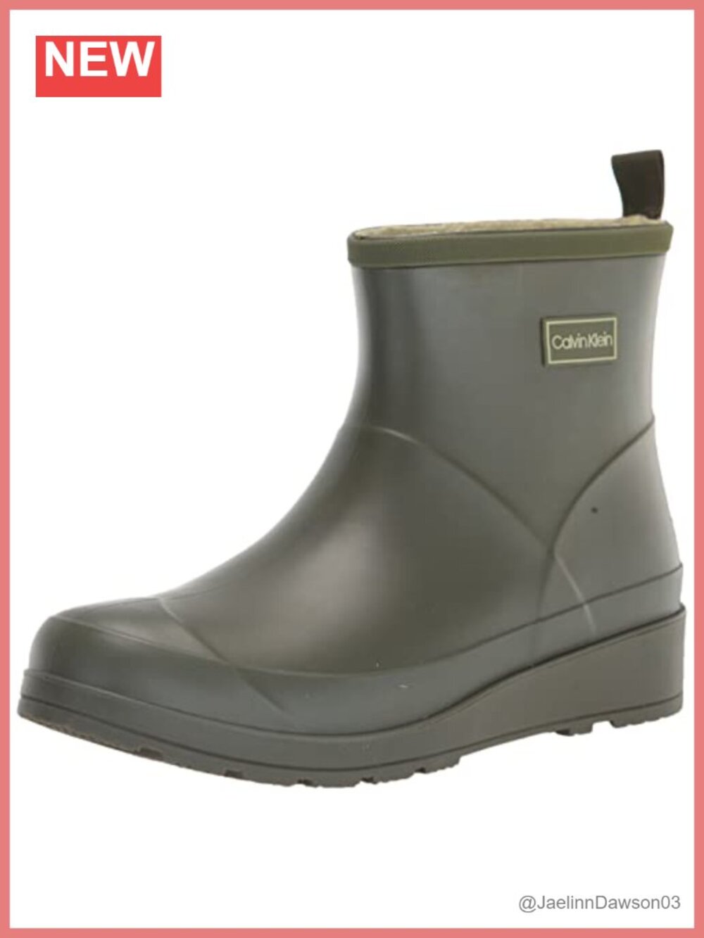 Calvin Klein Illea Ankle Rain Boots Round Toe Water Resistant Pull-On